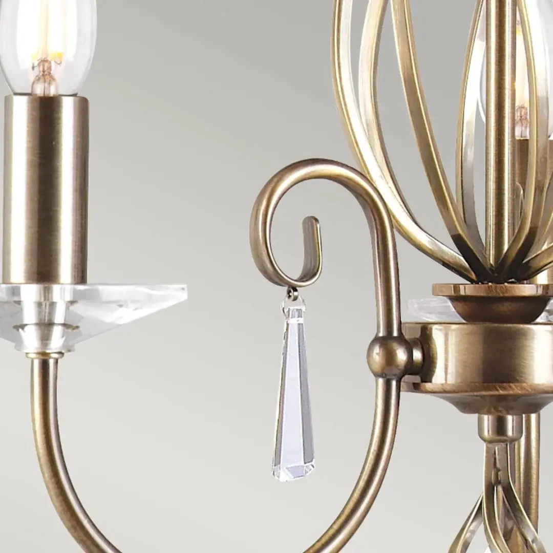 Elstead LED Kroonluchter 3x E14 60W - Aged Brass