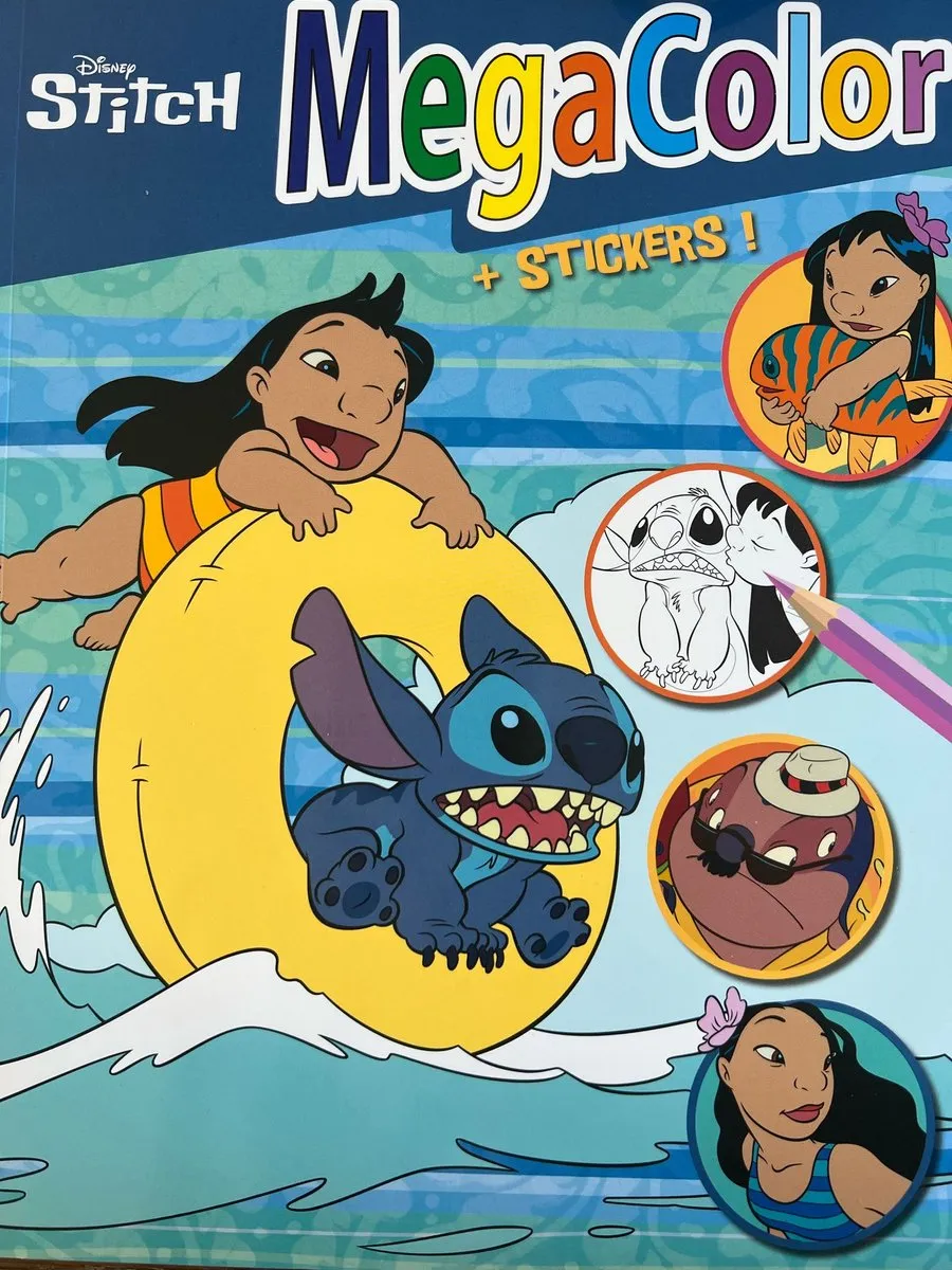Disney Lilo & Stitch Kleurboek Megacolor - 125 Platen met Stickers - Blauw