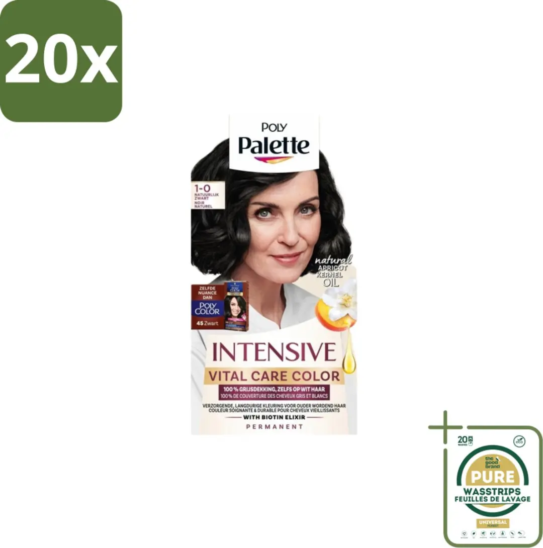 Schwarzkopf Poly Palette Haarverf 1-0 Natuurlijk Zwart - 20 Stuks