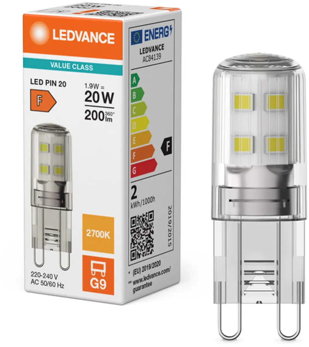 LEDVANCE G9 Insteeklamp 1.9W 200lm Warm Wit 2700K - afbeelding 6 van 6