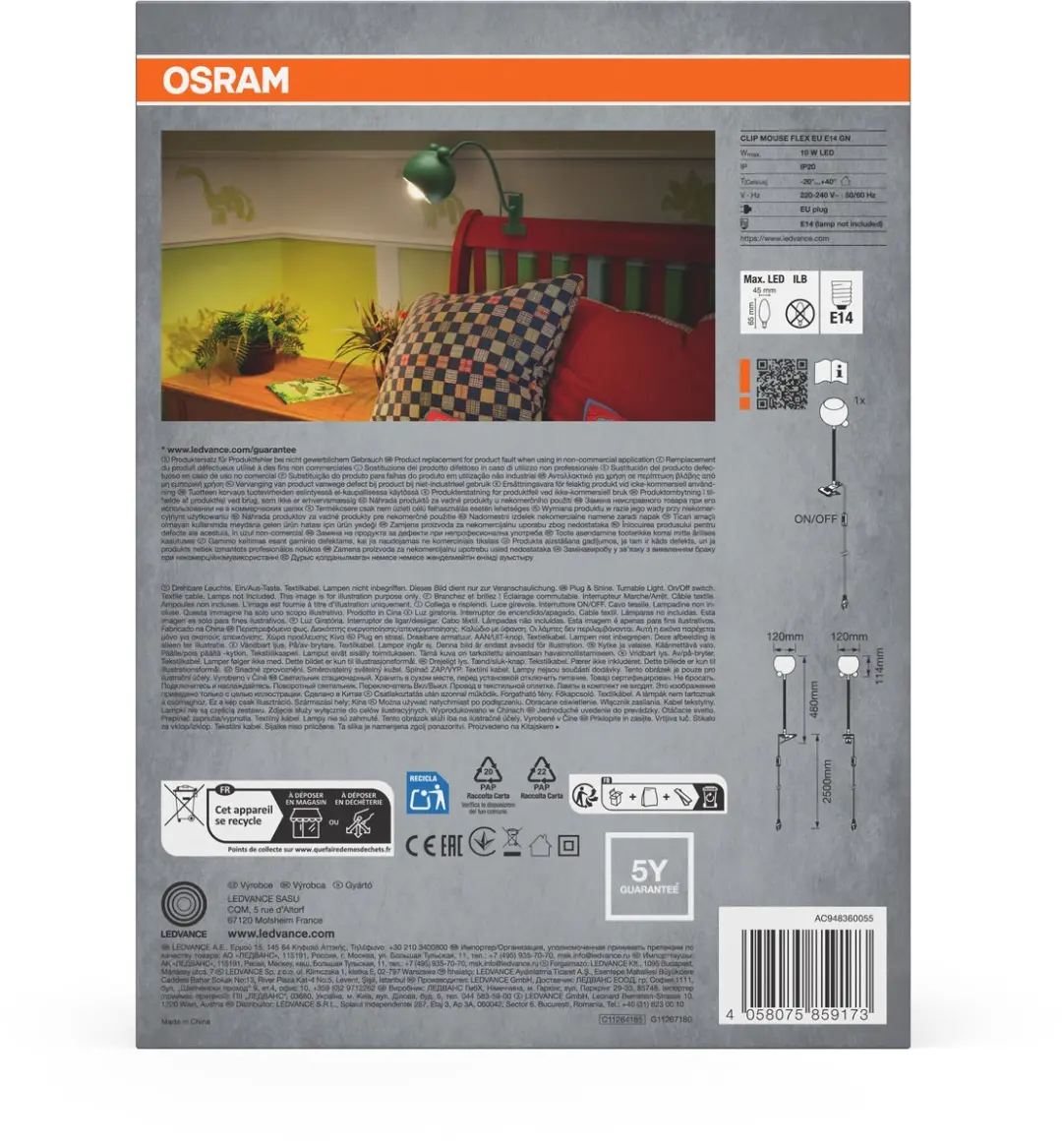 Osram Klemspot Groen Staal E14 IP20 - afbeelding 6 van 6