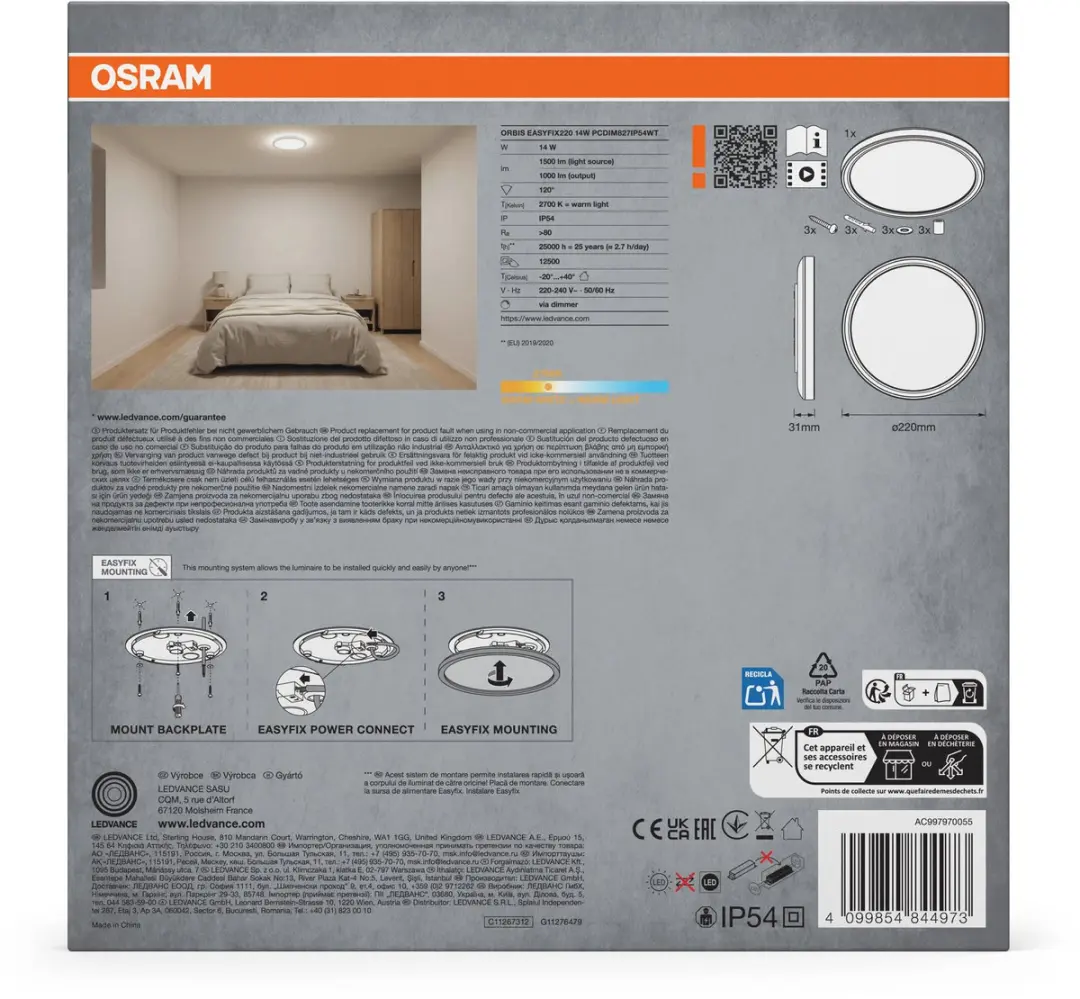 Osram Orbis Easyfix 220mm Plafondlamp