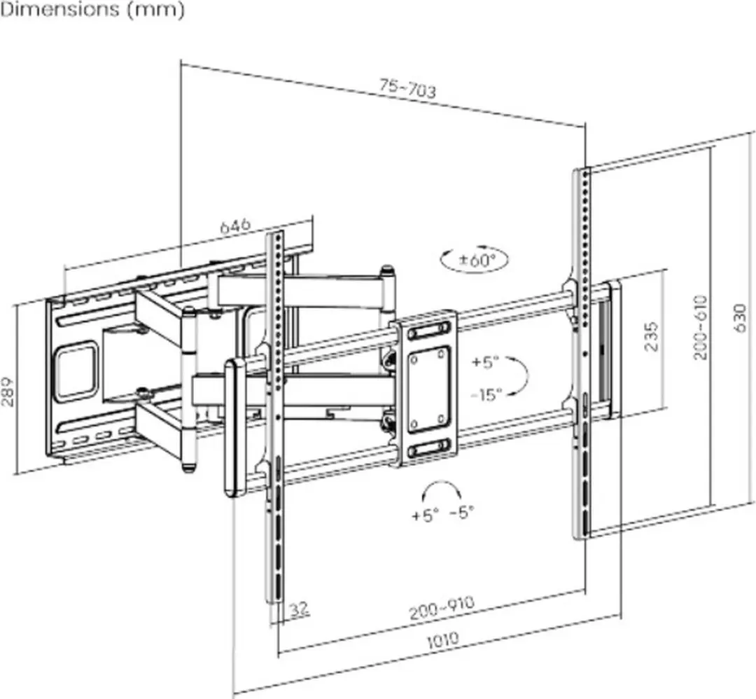 Gembird TV Beugel Zwart - 100 inch