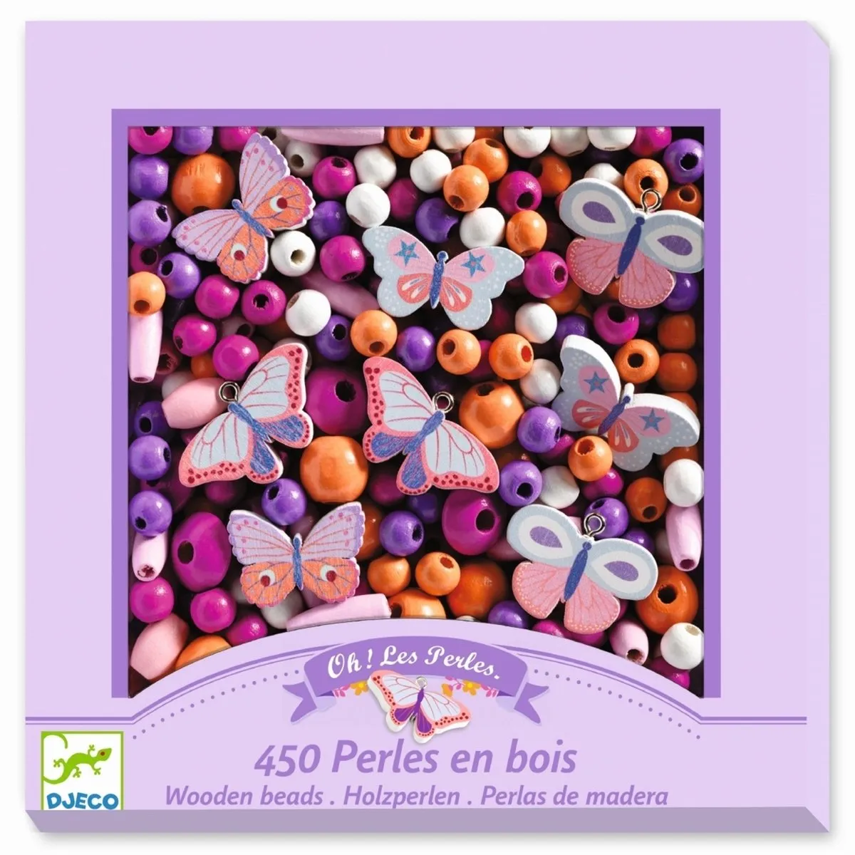Djeco Houten Kralenset Vlinders 450 Stuks - Multicolor