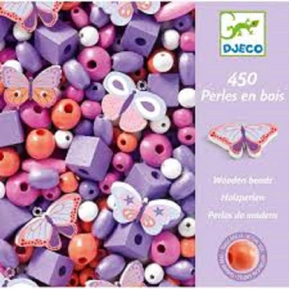 Djeco Houten Kralenset Vlinders 450 Stuks - Multicolor - afbeelding 6 van 6