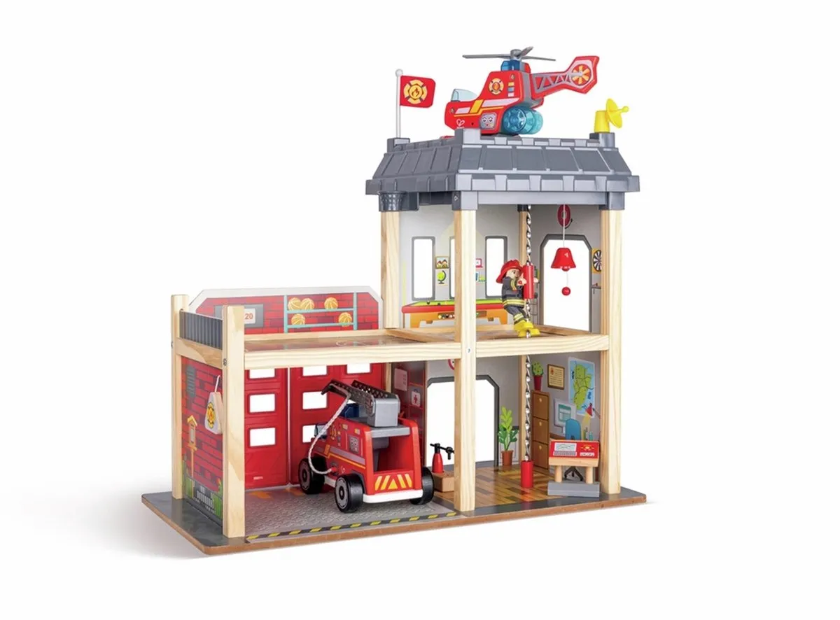 Hape Houten Brandweerkazerne E3023 - Veelkleurig - afbeelding 6 van 6