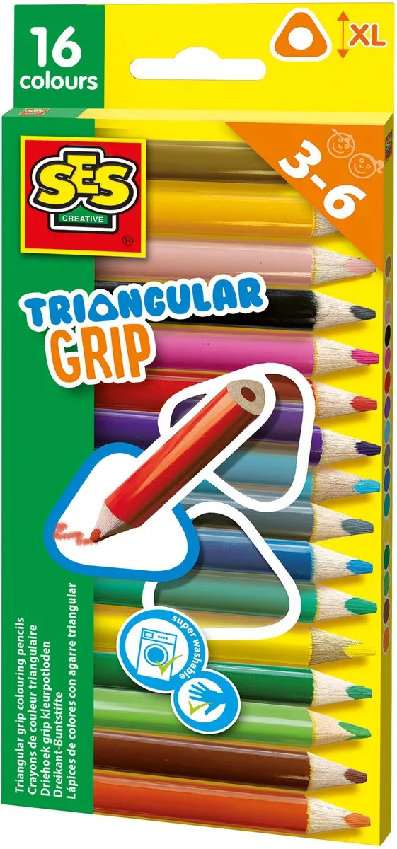 SES Creative Driehoek Grip Kleurpotloden 16 Stuks