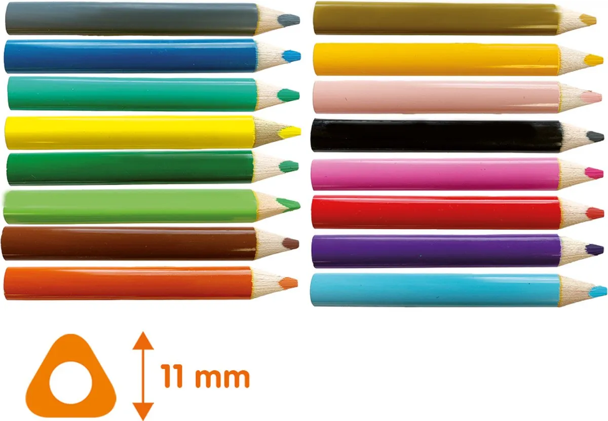 SES Creative Driehoek Grip Kleurpotloden 16 Stuks - Meerkleurig