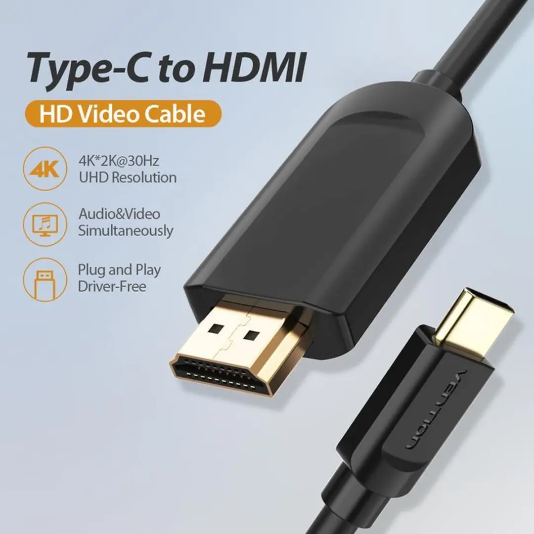 Vention USB-C naar HDMI Adapter 4K - 1.5m - Zwart