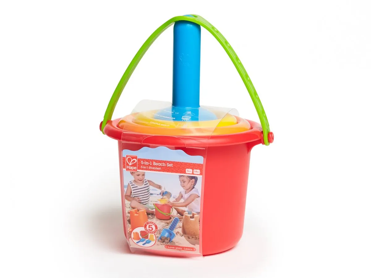 Hape Strandset 5-delig - Geel/Blauw/Rood/Oranje