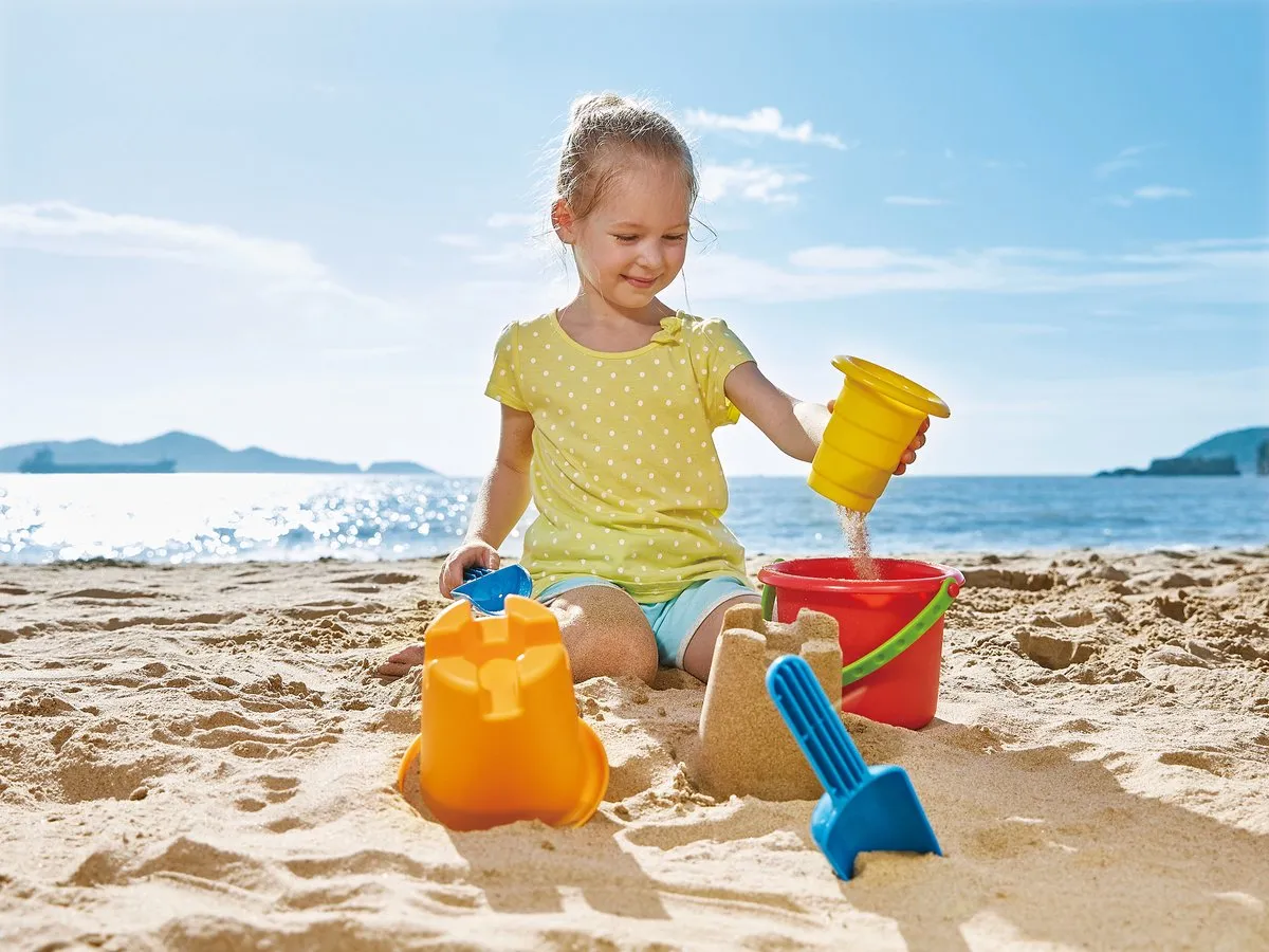 Hape Strandset 5-delig - Geel/Blauw/Rood/Oranje