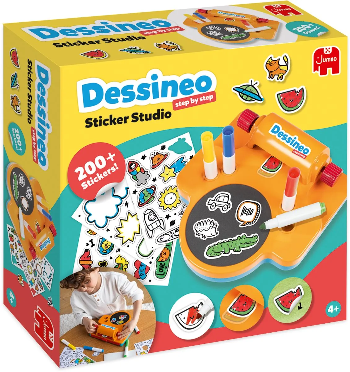Jumbo Dessineo Sticker Studio - Stickerset met 24 vellen & 4 stiften