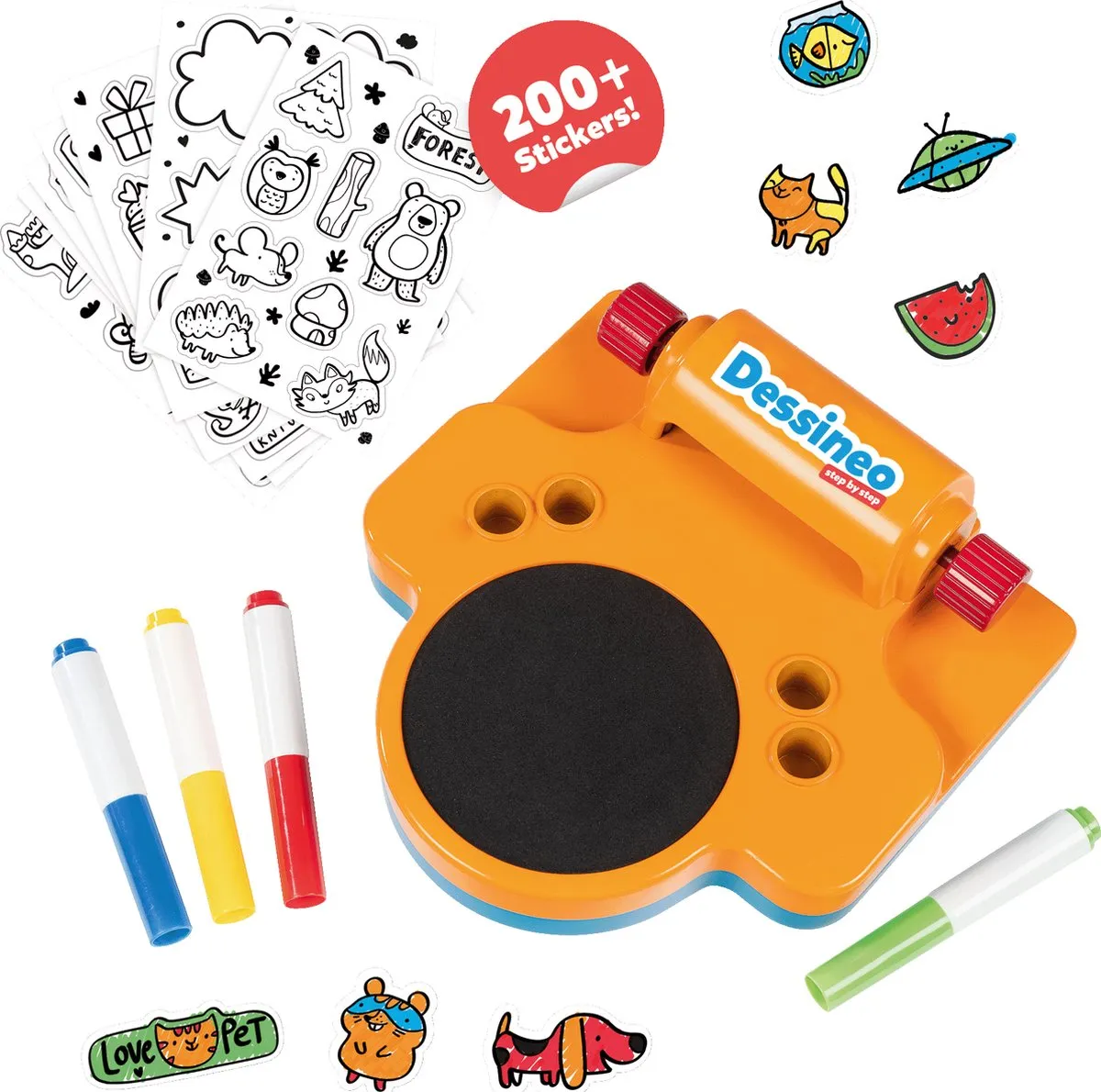Jumbo Dessineo Sticker Studio - Stickerset met 24 vellen & 4 stiften