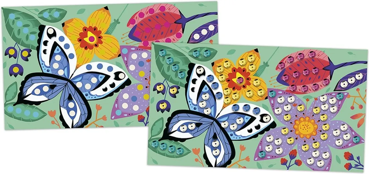 Janod Mooie Tuin Stickerset - 3 Pailletten Knutselsets - Multikleur
