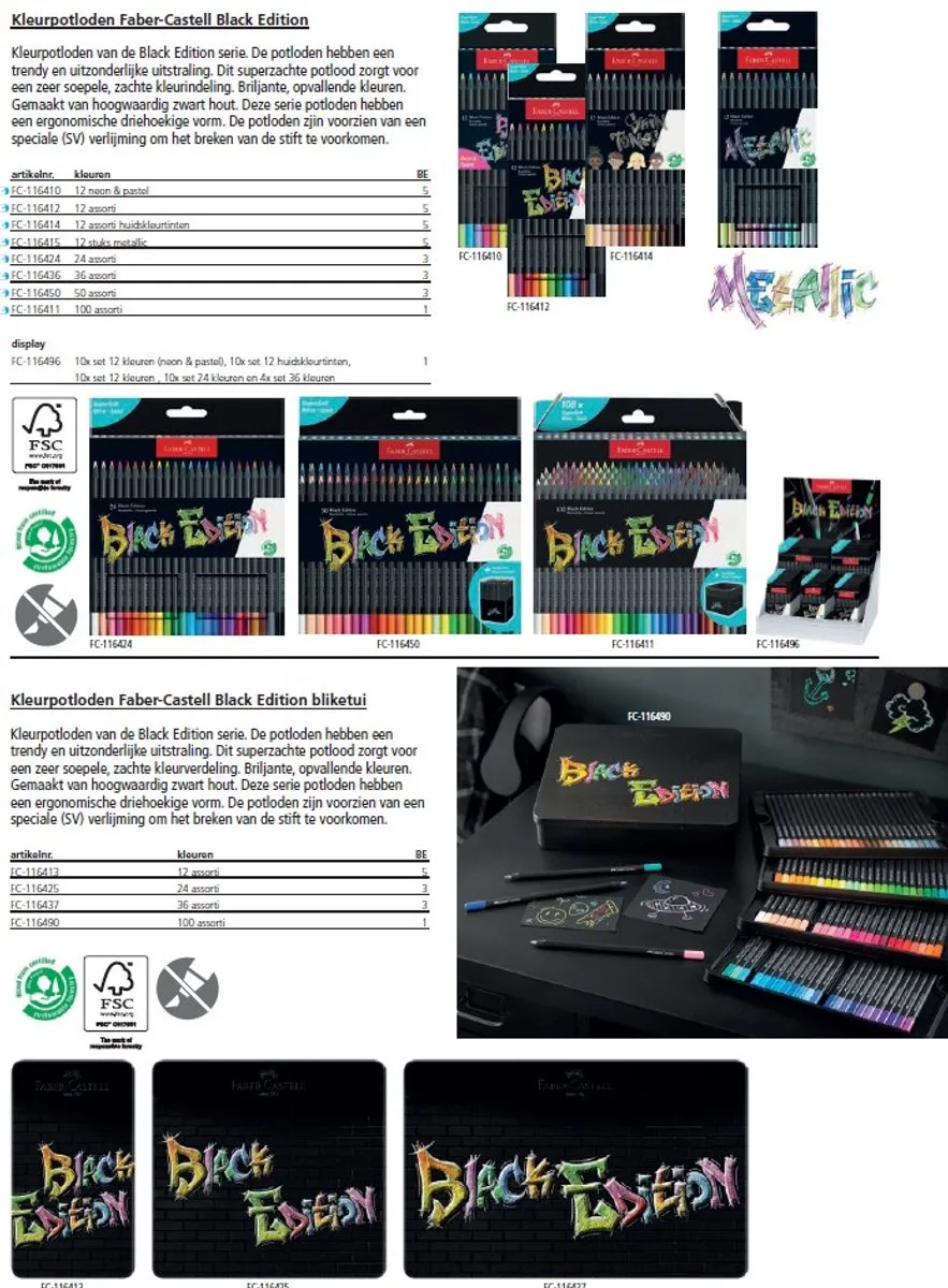 Faber-Castell Black Edition FC-116436 Kleurpotloden - 36 Stuks