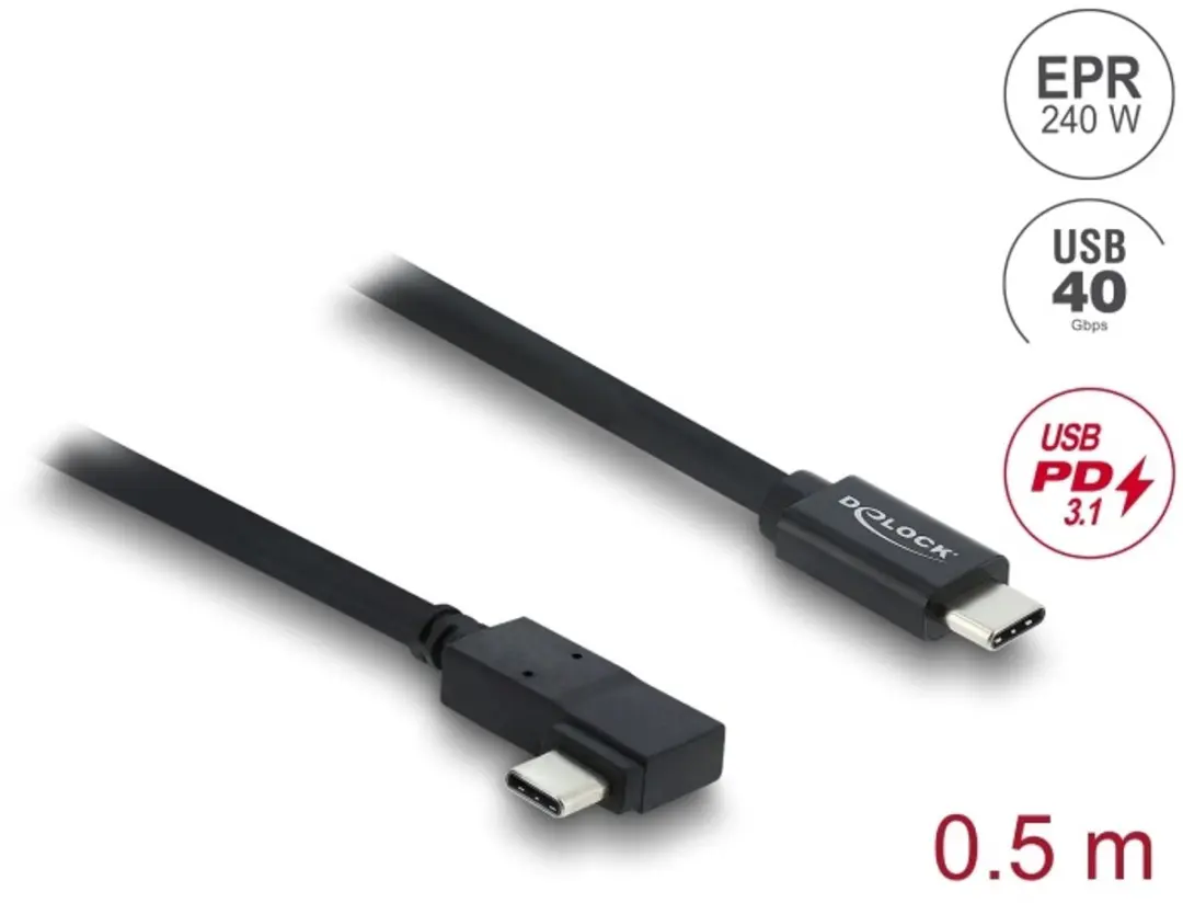 Delock Coaxial USB 40Gbps Kabel 240W 0.5m
