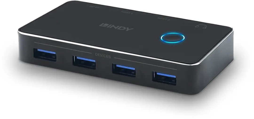 Lindy 43387 USB 3.2 Gen 1 Schakelaar 4+2 Poorten - Zwart