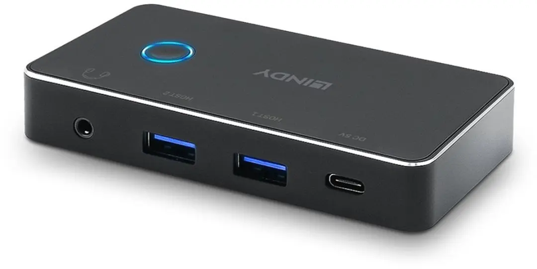 Lindy 43387 USB 3.2 Gen 1 Schakelaar 4+2 Poorten - Zwart