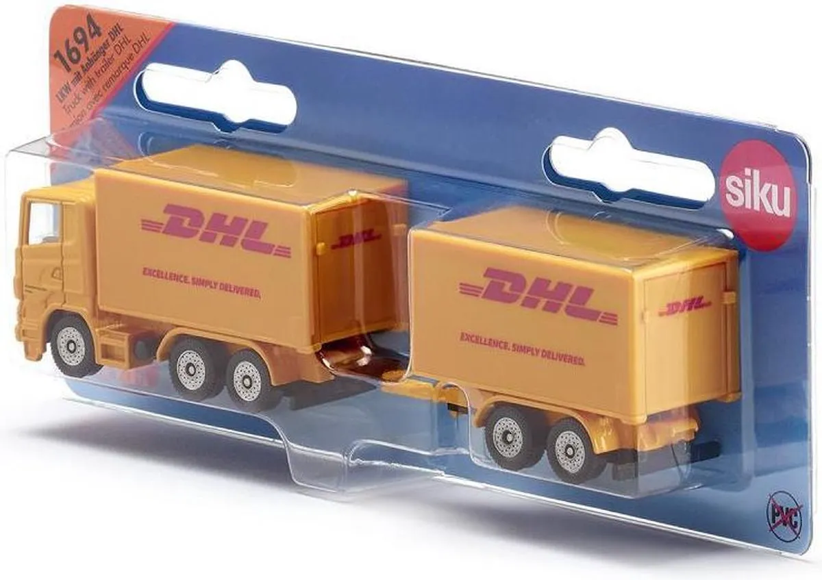 SIKU 1694 Vrachtwagen met DHL-trailer - Geel