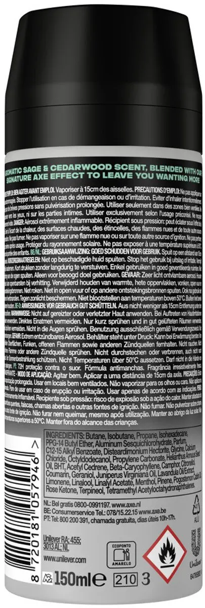 Axe Apollo Deodorant Spray 150ml - 20 Stuks (5x4) - Groen Fruit