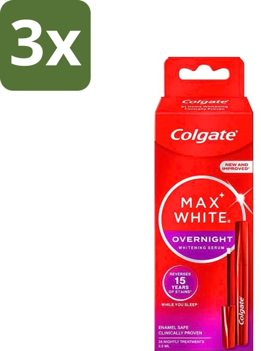 Colgate Max White Overnight Whitening Serum 2,5ml - 3 Stuks