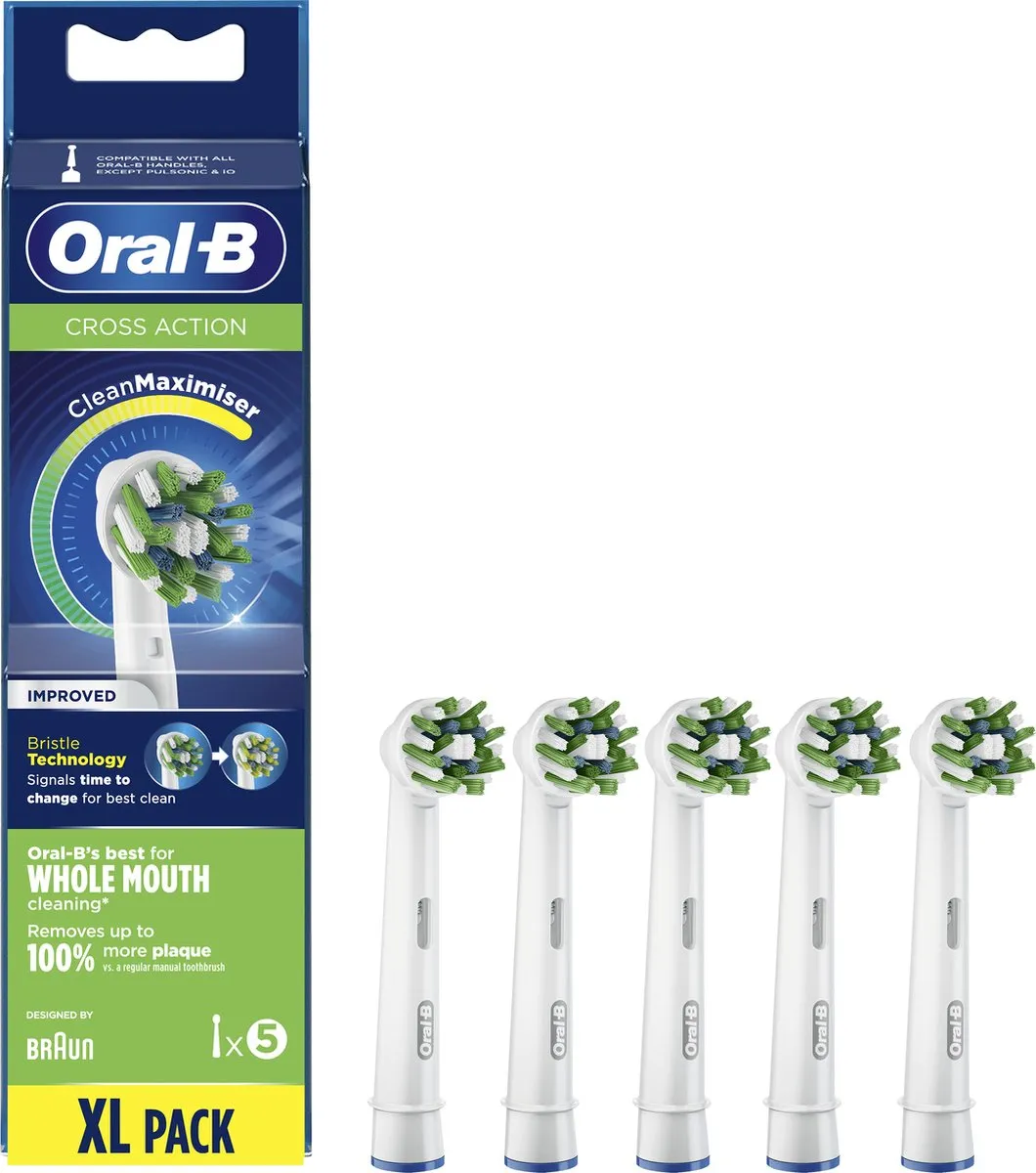 Oral-B CrossAction Opzetborstel Met CleanMaximiser-technologie, Verpakking Van 5 Stuks