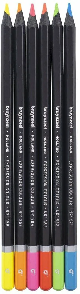 BRUYNZEEL Expression Kleurpotloden - 6 Neon Kleuren - 6 Stuks - afbeelding 6 van 6