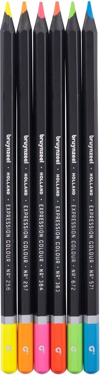 BRUYNZEEL Expression Kleurpotloden - 6 Neon Kleuren - 6 Stuks