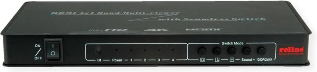 Roline HDMI 4x1 Quad Multi-Viewer Switch - Zwart