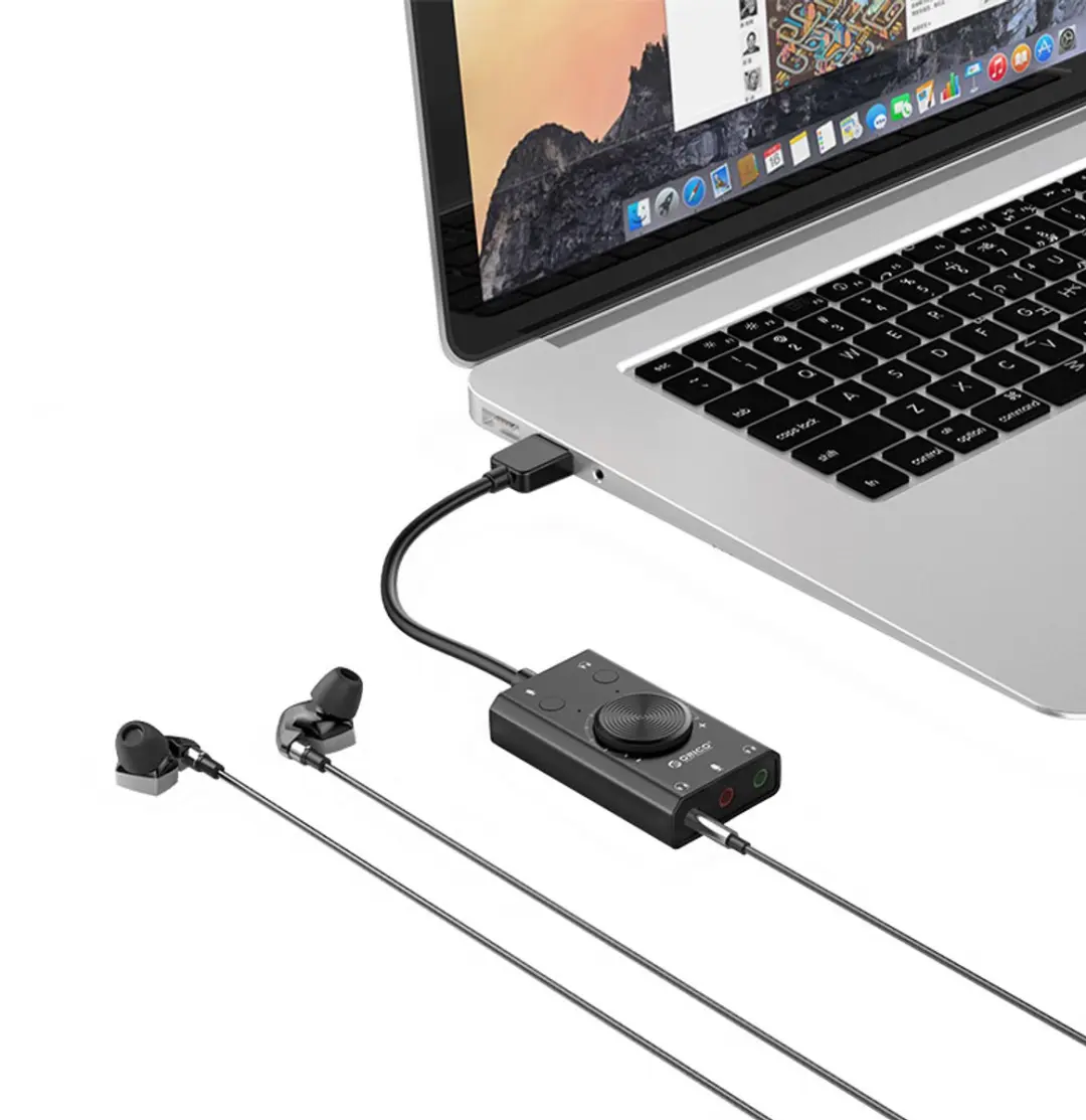 ORICO SC2-BK-BP USB-A Headsetadapter 3x 3,5mm Jack - 0,10m - Zwart