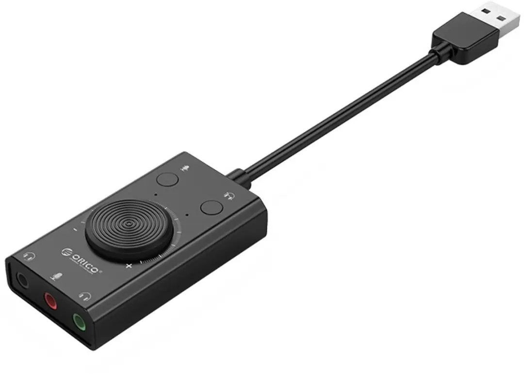 ORICO SC2-BK-BP USB-A Headsetadapter 3x 3,5mm Jack - 0,10m - Zwart