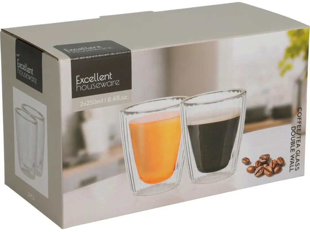 Excellent Houseware CD1200260 Koffieglazen - 2x 250ml - Lungo