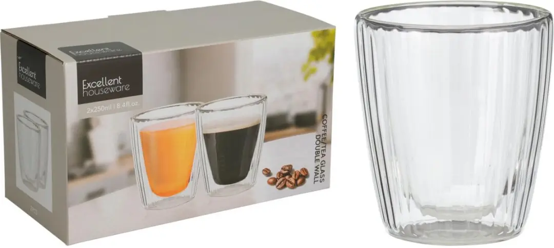Excellent Houseware CD1200260 Koffieglazen - 2x 250ml - Lungo
