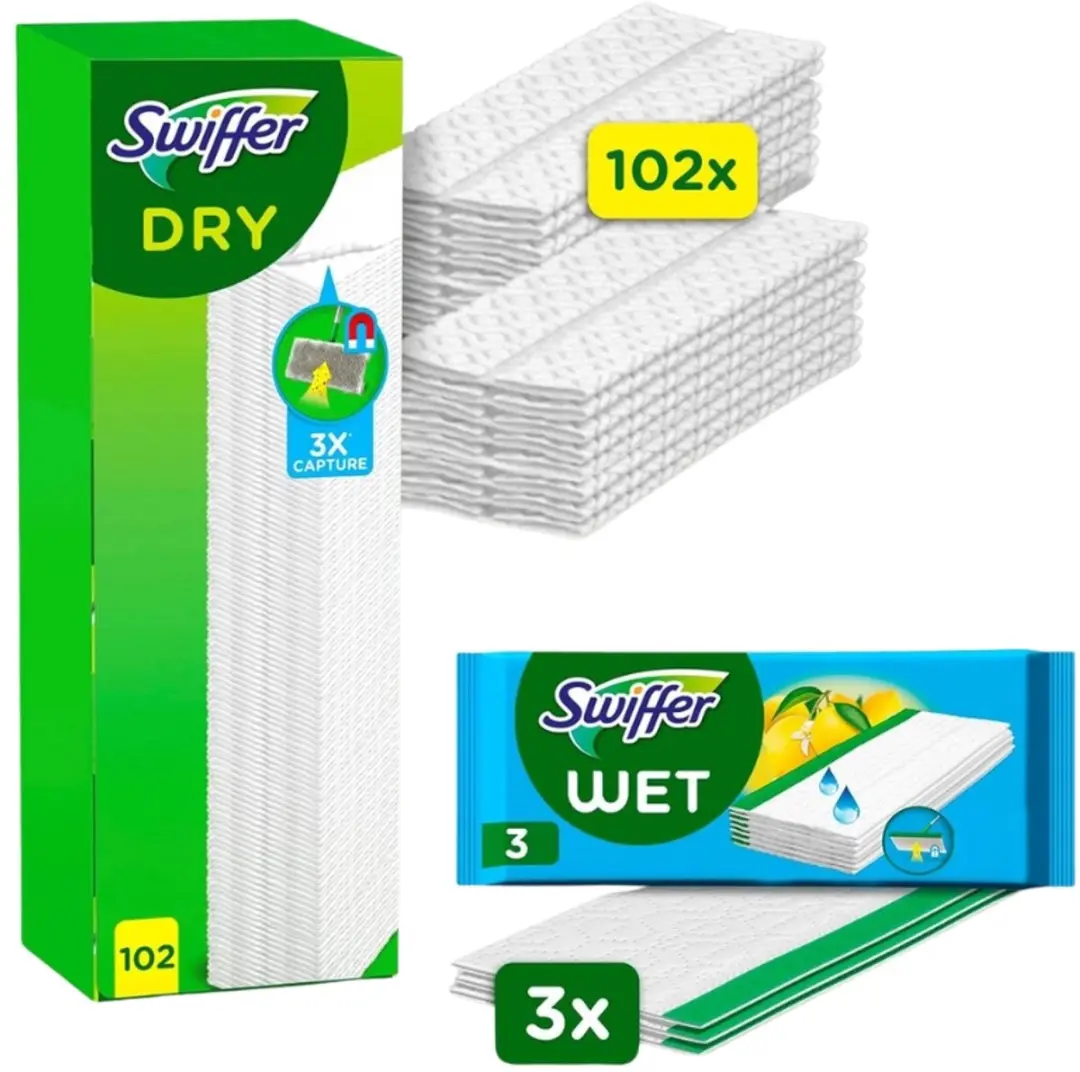 Swiffer Dry Navullingen 102 - 20 Stuks + 3 Vochtig - Grootverpakking Wit