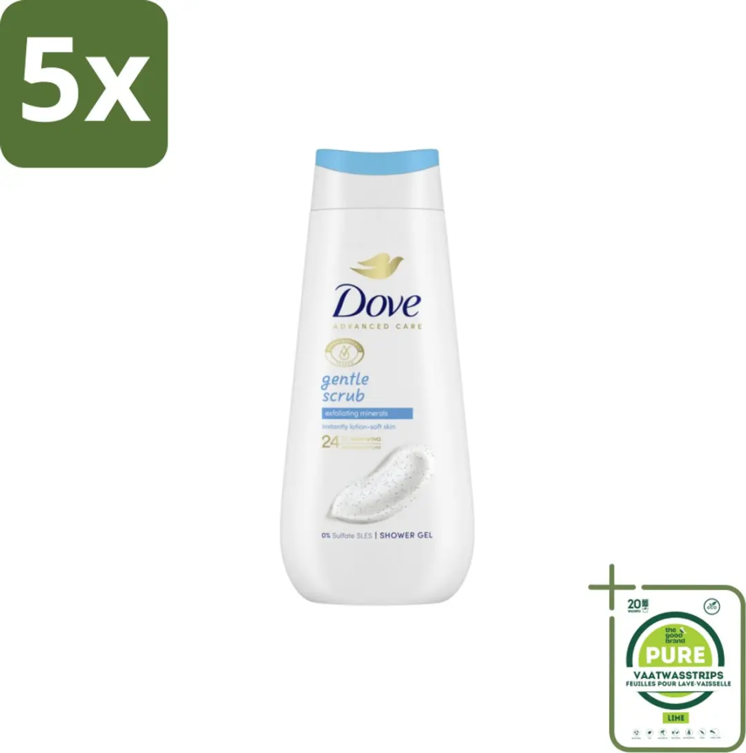Dove Advanced Care Gentle Scrub Douchegel 225ml - 5 Stuks