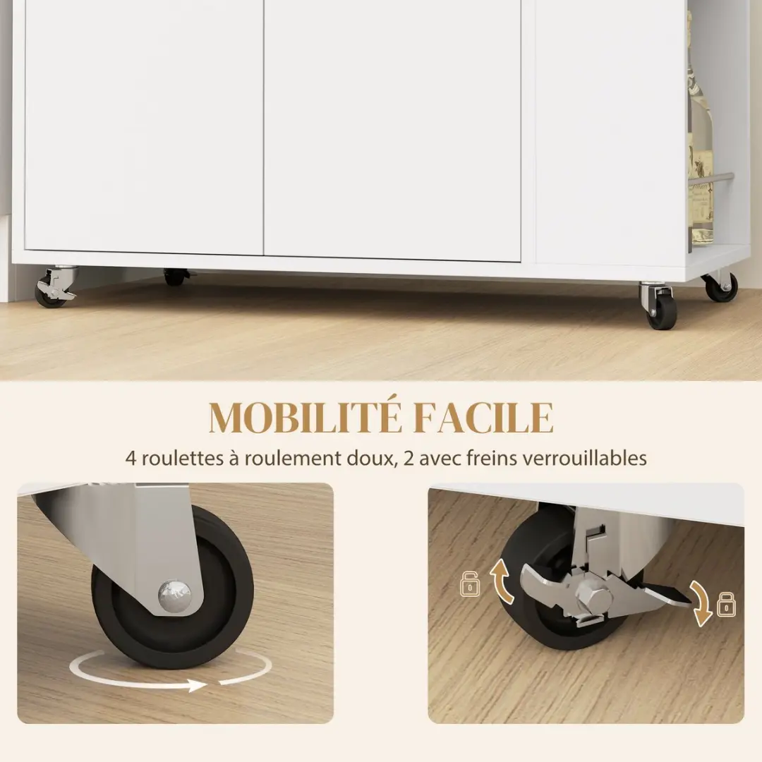 Homcom Keukenwagen 75x40x80,5cm - Wit
