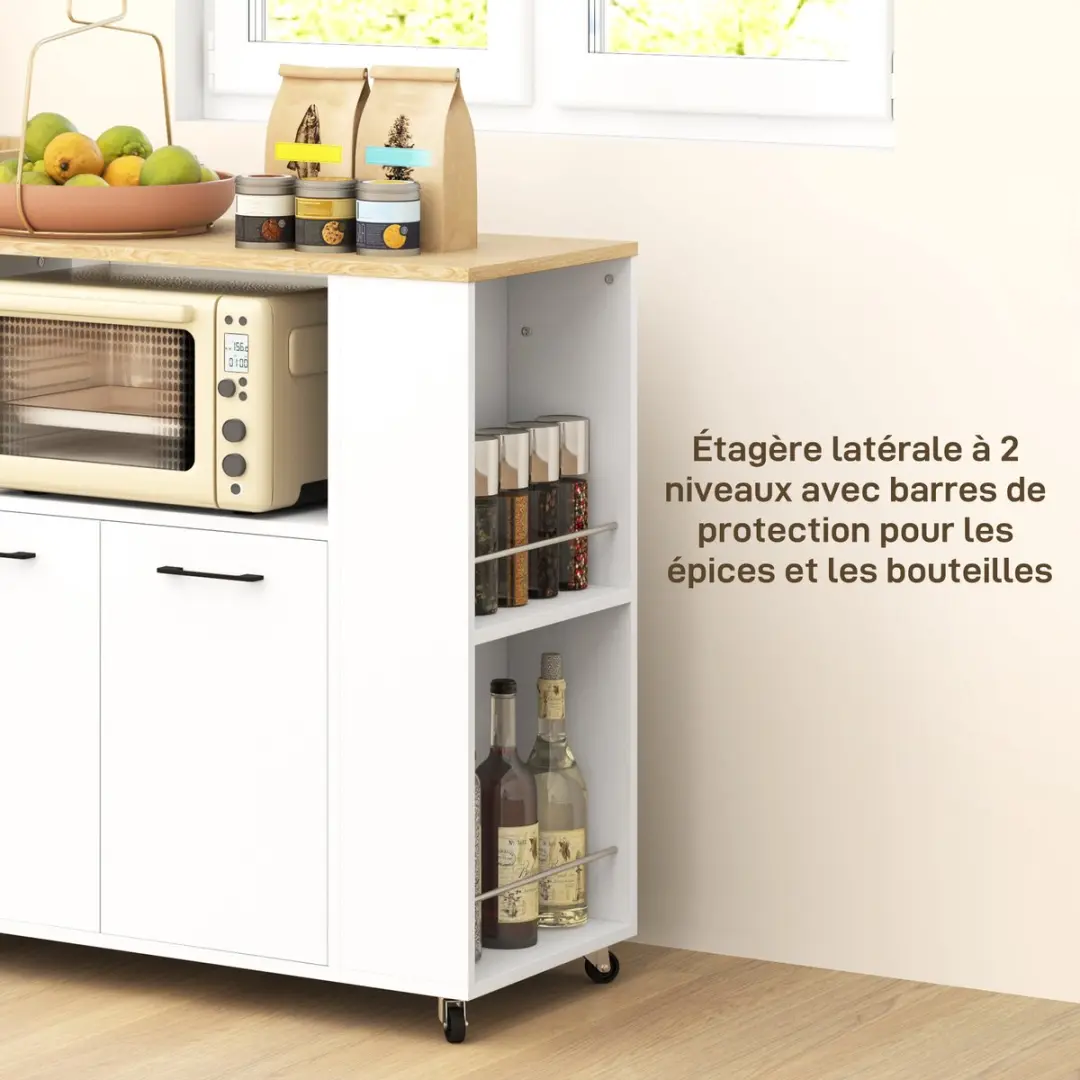 Homcom Keukenwagen 75x40x80,5cm - Wit