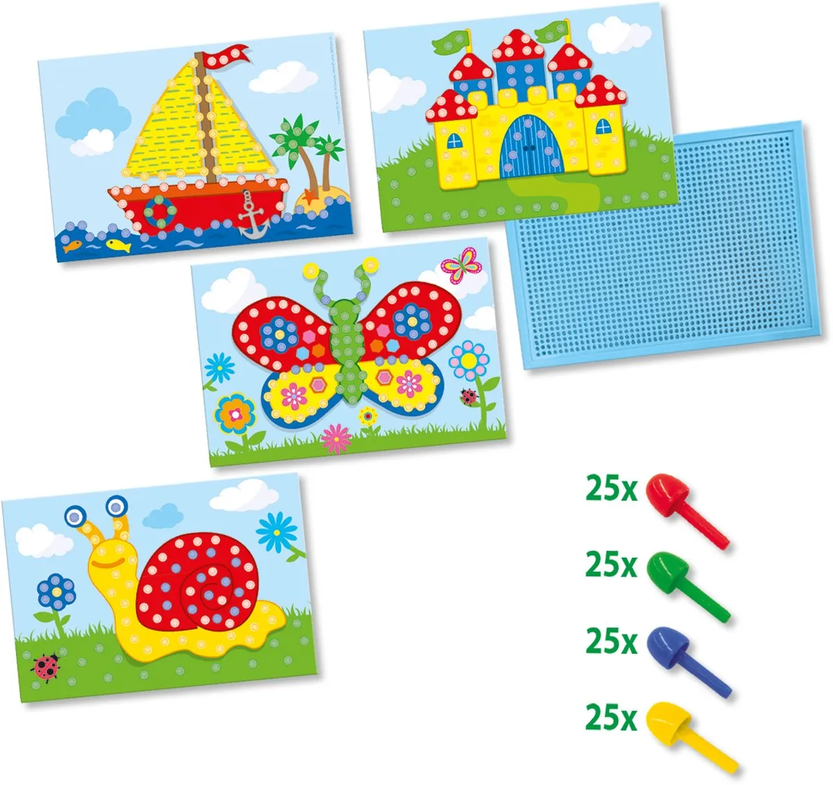 SES Creative Mozaïekbord - 100 Pinnen & 4 Kaarten