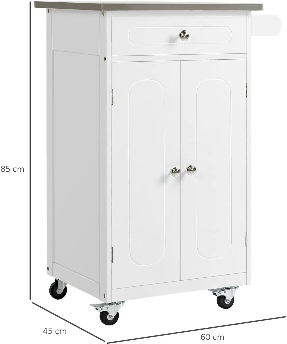 Homcom Keukenwagen MDF 60x45x85cm Wit - MPN 801-189WT - afbeelding 6 van 6