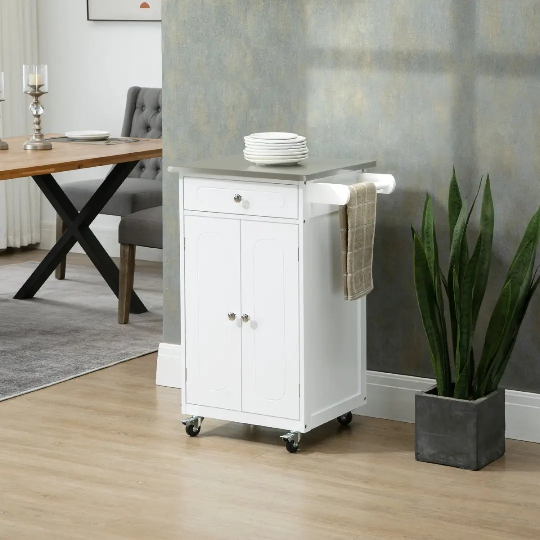 Homcom Keukenwagen MDF 60x45x85cm Wit - MPN 801-189WT