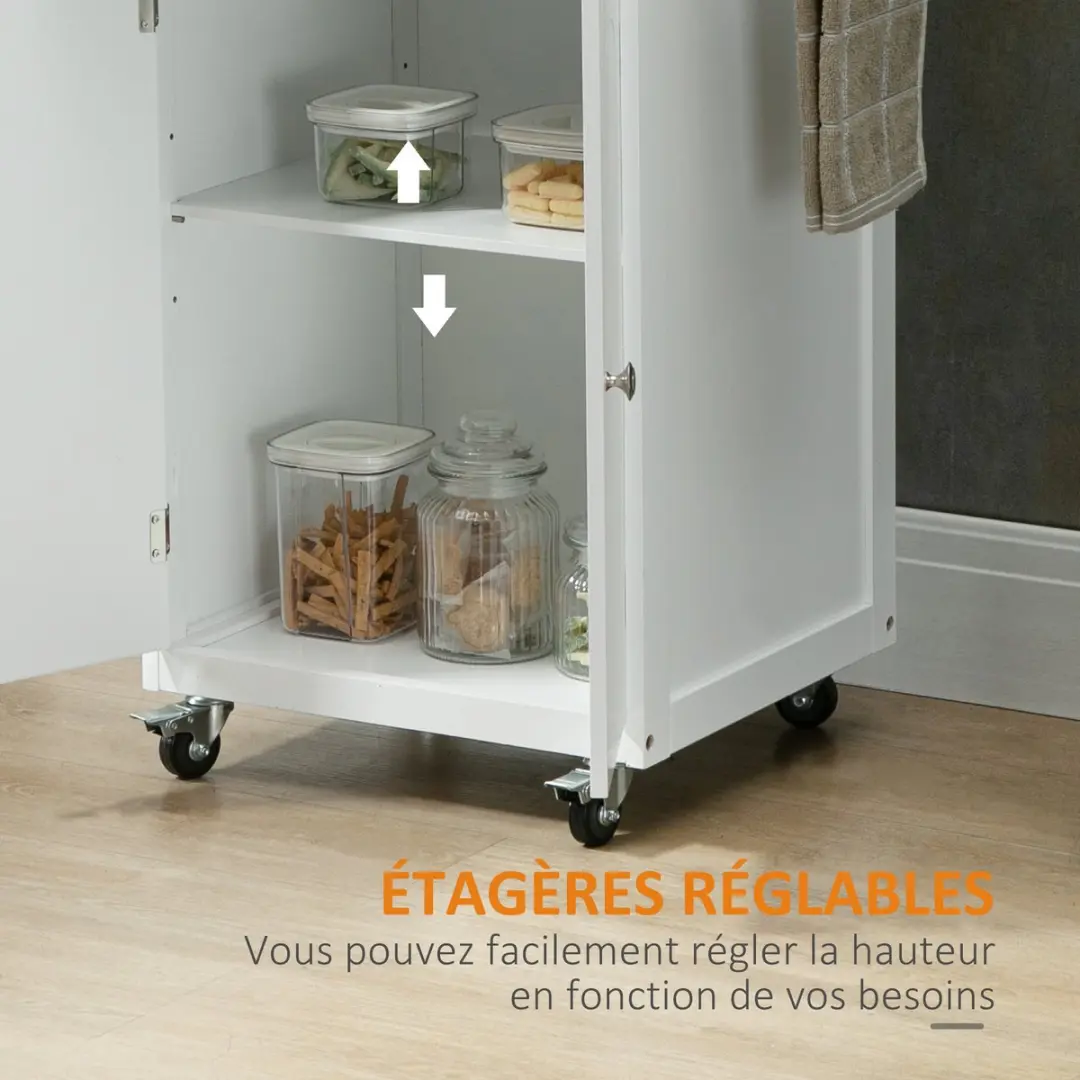 Homcom Keukenwagen MDF 60x45x85cm Wit - MPN 801-189WT