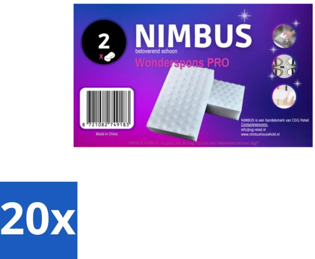 NIMBUS Wonderspons Pro Wit 2 stuks per verpakking