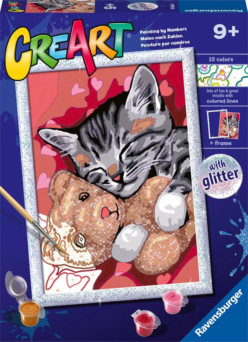 Ravensburger CreArt Peaceful Kitten Schilderen op nummer - 15 Kleuren