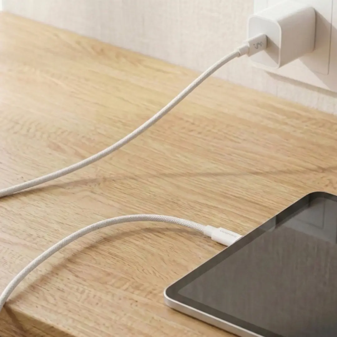 Imoshion Braided USB-C naar Lightning Kabel 30W 1m - Wit