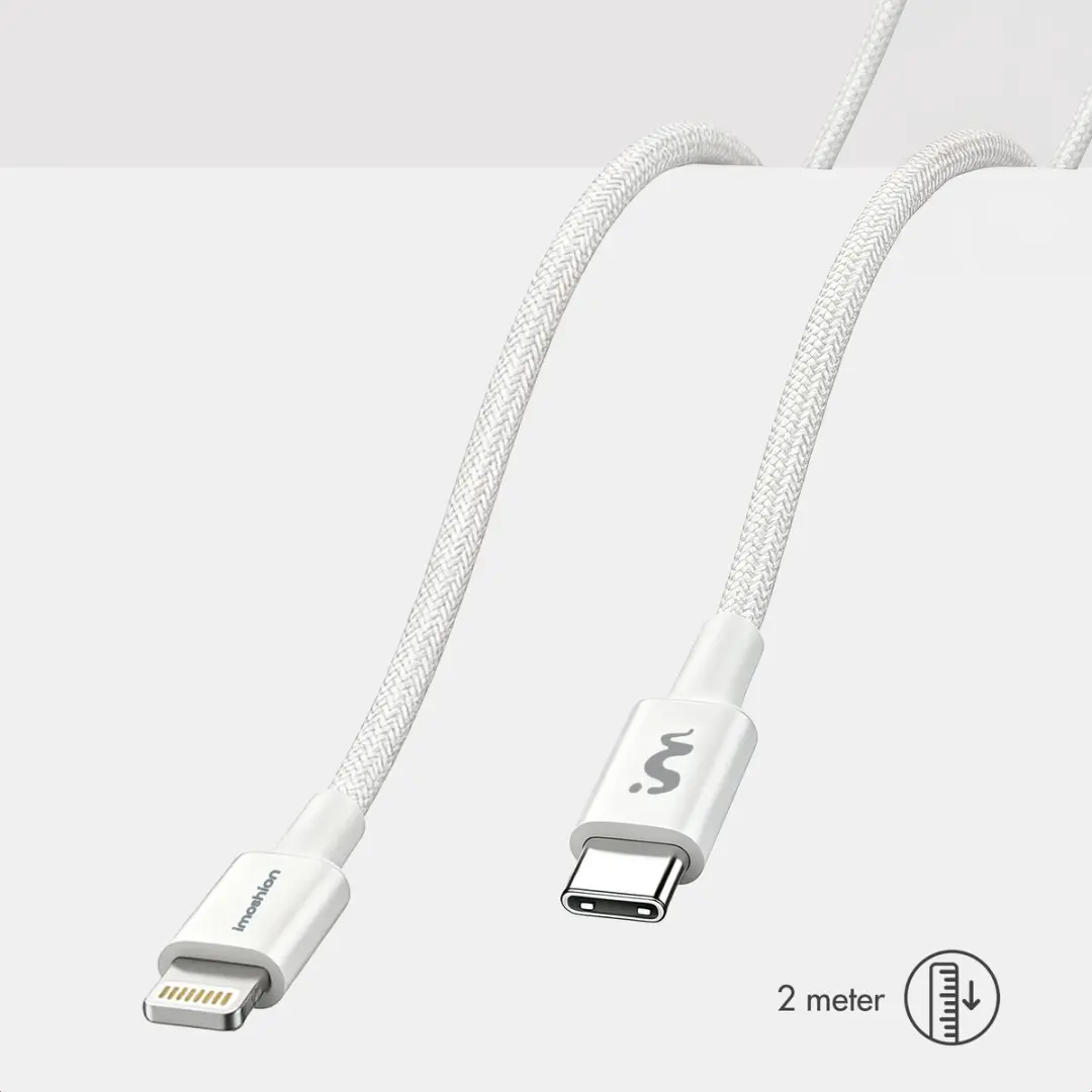 Imoshion Braided USB-C naar Lightning Kabel 30W 1m - Wit
