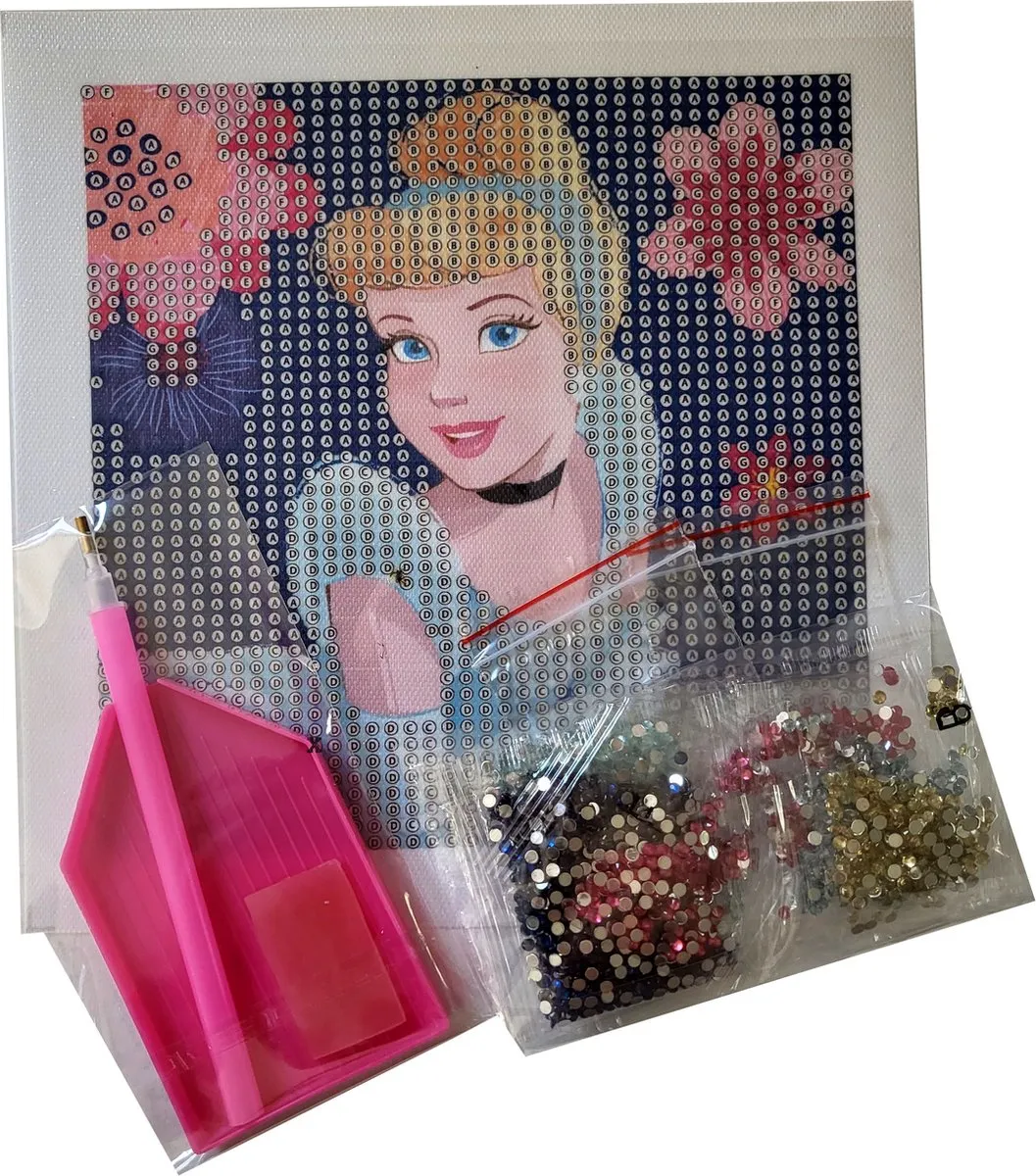 Disney Princess Diamond Painting Assepoester 16x16cm - Multicolor