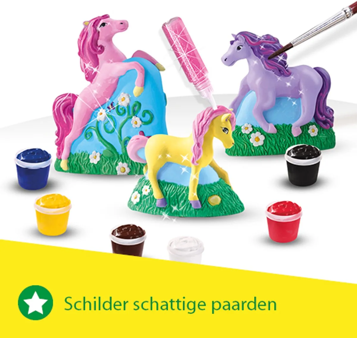 SES Creative Hobby Pink Gieten en Schilderen 3 Paarden - 3 Stuks