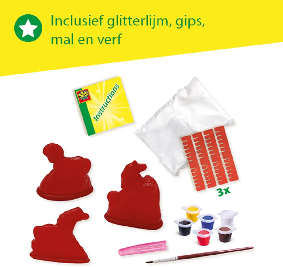 SES Creative Hobby Pink Gieten en Schilderen 3 Paarden - 3 Stuks
