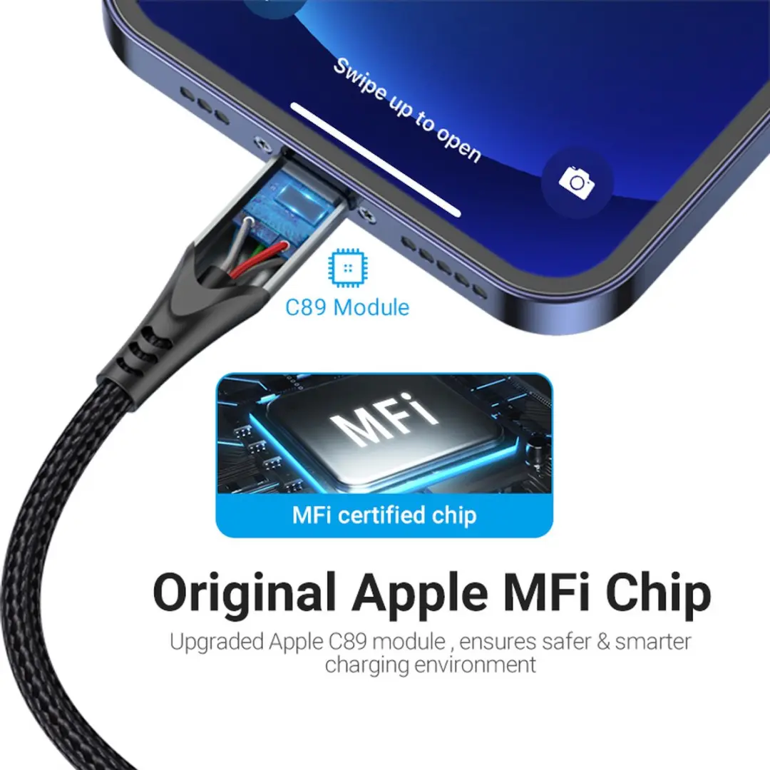Vention Labhf-Kabel USB 2.0 Lightning 2,4A 1M - Grijs