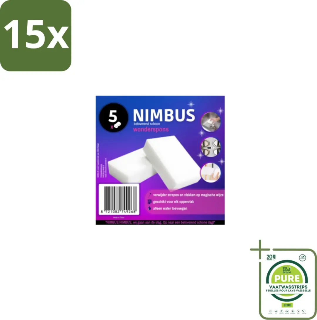 Nimbus Wonderspons Melamine 15 Stuks - Wit